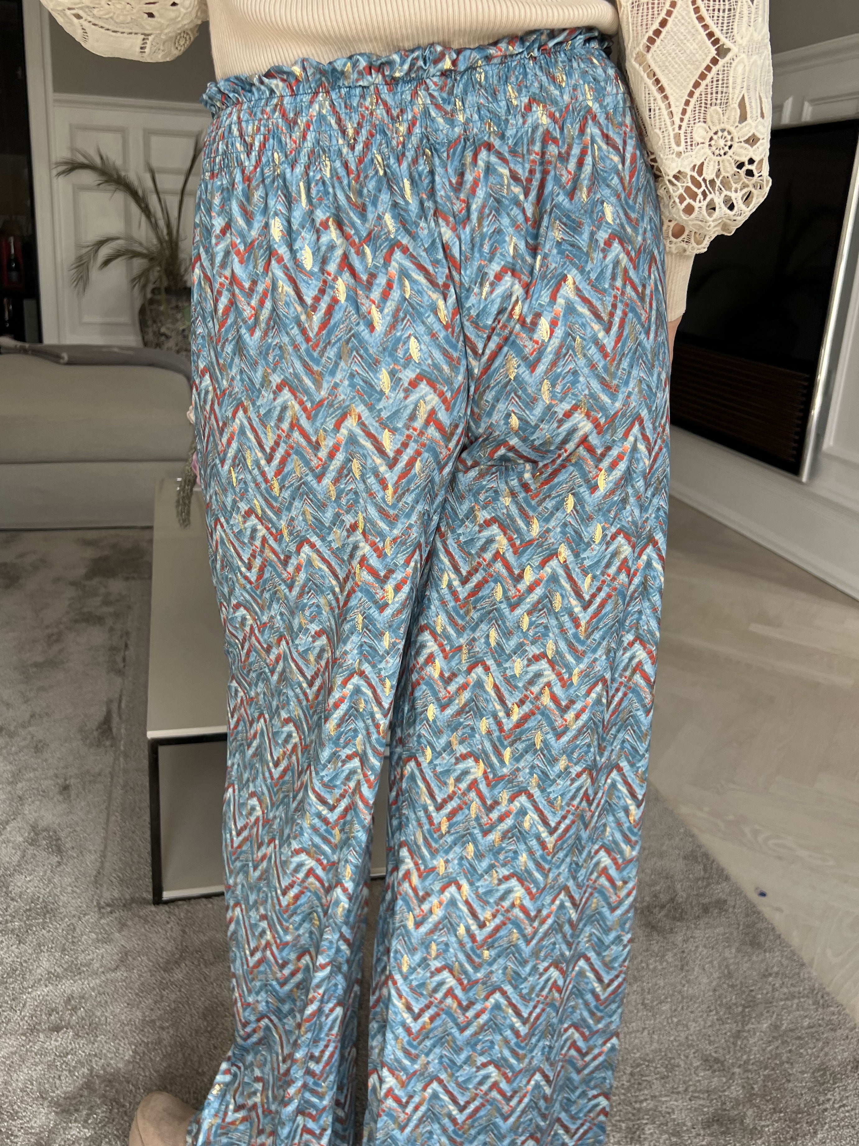 Pams Pants ZigZag - Lösa mönstrade byxor i elastiskt tyg